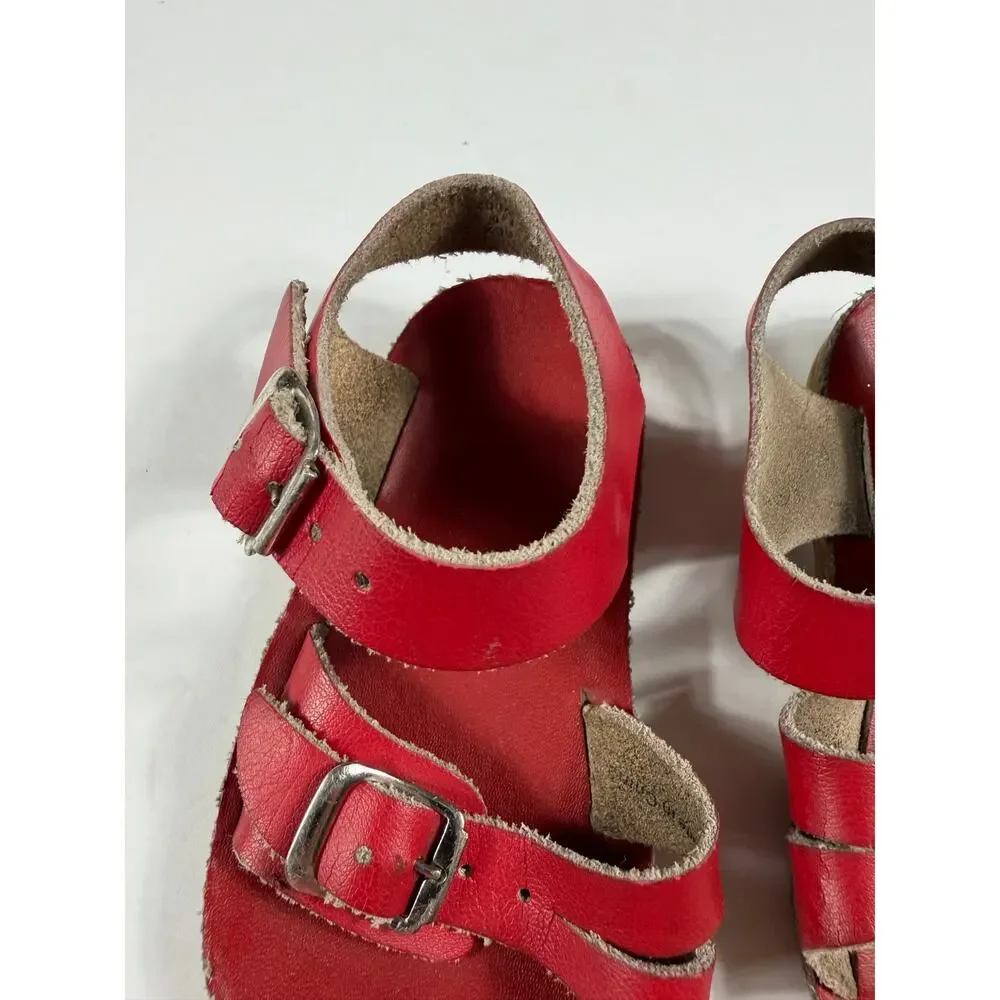 Salt Water Original Red Leather Sandals Size 4 Toddler